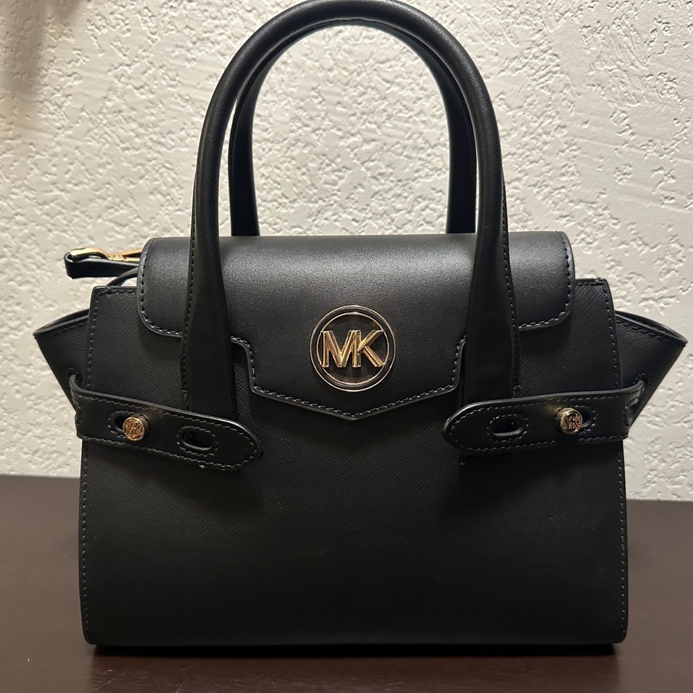 Michael Kors Black Satchel with Gold Accents
